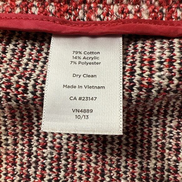 Talbots Womens 10P Red White Stripe Knit Tweed Blazer Open Front Jacket - Picture 6 of 7